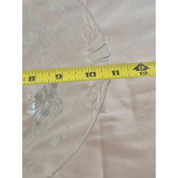 Rare Fostoria Midnight Rose Large Footed Serving Bowl Etched Depression Glass - Picture 7 of 7